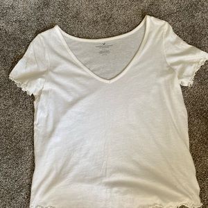 American Eagle White V-Neck